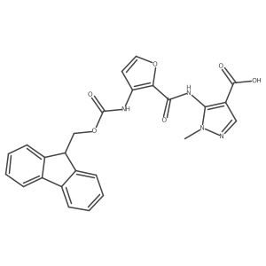 5-[3-({[(9H-fluoren-9-yl)methoxy]carbonyl}amino)furan-2-amido]-1-methyl-1H-pyrazole-4-carboxylic acid Structure