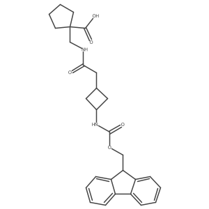 1-({2-[3-({[(9H-fluoren-9-yl)methoxy]carbonyl}amino)cyclobutyl]acetamido}methyl)cyclopentane-1-carboxylic acid结构式