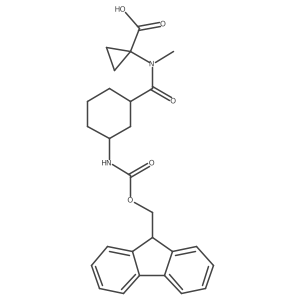 rac-1-[N-methyl(1R,3S)-3-({[(9H-fluoren-9-yl)methoxy]carbonyl}amino)cyclohexaneamido]cyclopropane-1-carboxylic acid Structure
