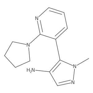 1-methyl-5-[2-(pyrrolidin-1-yl)pyridin-3-yl]-1H-pyrazol-4-amine结构式