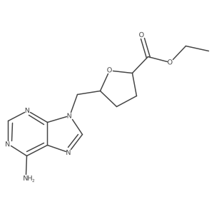 rac-ethyl (2R,5S)-5-[(6-amino-9H-purin-9-yl)methyl]oxolane-2-carboxylate Structure