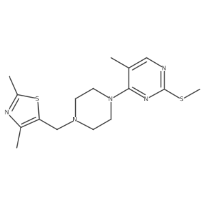 4-{4-[(2,4-Dimethyl-1,3-thiazol-5-yl)methyl]piperazin-1-yl}-5-methyl-2-(methylsulfanyl)pyrimidine结构式
