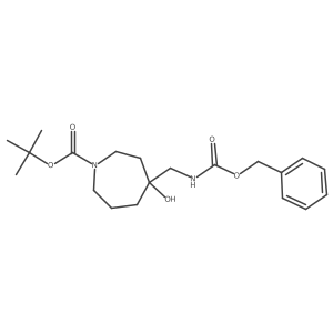 Tert-butyl 4-({[(benzyloxy)carbonyl]amino}methyl)-4-hydroxyazepane-1-carboxylate结构式