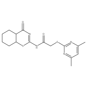 2-(4,6-dimethylpyrimidin-2-yl)sulfanyl-N-(4-oxo-4a,5,6,7,8,8a-hexahydro-1,3-benzothiazin-2-yl)acetamide Structure