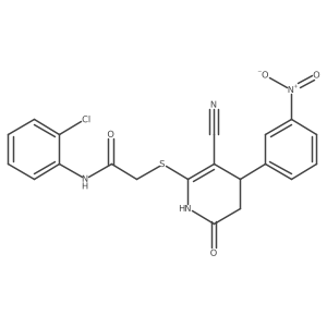 N-(2-chlorophenyl)-2-{[3-cyano-4-(3-nitrophenyl)-6-oxo-1,4,5,6-tetrahydropyridin-2-yl]sulfanyl}acetamide结构式