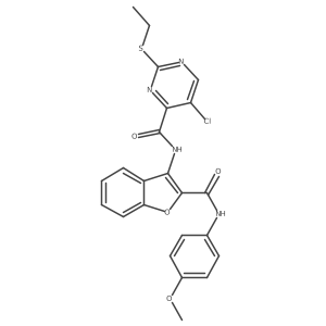 5-chloro-2-(ethylsulfanyl)-N-{2-[(4-methoxyphenyl)carbamoyl]-1-benzofuran-3-yl}pyrimidine-4-carboxamide结构式