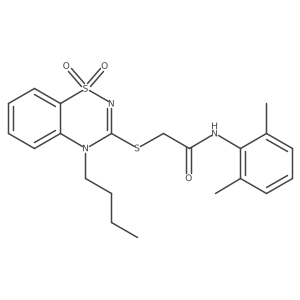 2-((4-butyl-1,1-dioxido-4H-benzo[e][1,2,4]thiadiazin-3-yl)thio)-N-(2,6-dimethylphenyl)acetamide结构式
