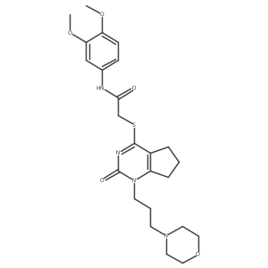 N-(3,4-dimethoxyphenyl)-2-((1-(3-morpholinopropyl)-2-oxo-2,5,6,7-tetrahydro-1H-cyclopenta[d]pyrimidin-4-yl)thio)acetamide结构式