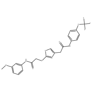 N-(3-methoxyphenyl)-2-((4-(2-oxo-2-((4-(trifluoromethoxy)phenyl)amino)ethyl)thiazol-2-yl)thio)acetamide Structure