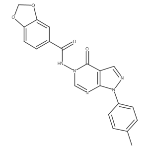 N-(4-oxo-1-(p-tolyl)-1H-pyrazolo[3,4-d]pyrimidin-5(4H)-yl)benzo[d][1,3]dioxole-5-carboxamide结构式