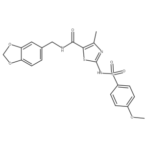 5-Thiazolecarboxamide, N-(1,3-benzodioxol-5-ylmethyl)-2-[[(4-methoxyphenyl)sulfonyl]amino]-4-methyl- Structure