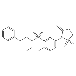 5-(1,1-dioxido-3-oxoisothiazolidin-2-yl)-N-ethyl-2-methyl-N-(2-(pyridin-4-yl)ethyl)benzenesulfonamide结构式