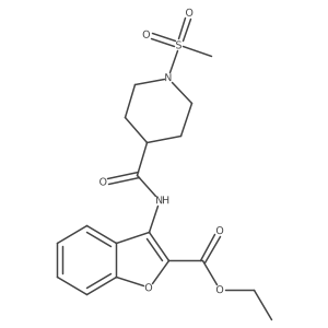 Ethyl 3-(1-methanesulfonylpiperidine-4-amido)-1-benzofuran-2-carboxylate结构式