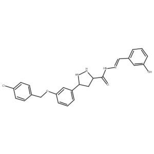 5-[3-[(4-chlorophenyl)methoxy]phenyl]-N-[(Z)-(3-hydroxyphenyl)methylideneamino]pyrazolidine-3-carboxamide Structure