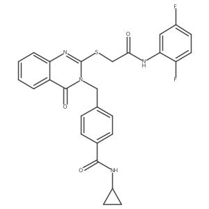 N-cyclopropyl-4-((2-((2-((2,5-difluorophenyl)amino)-2-oxoethyl)thio)-4-oxoquinazolin-3(4H)-yl)methyl)benzamide结构式
