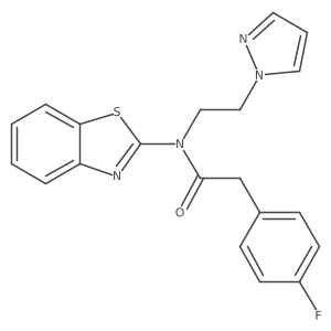 N-(1,3-benzothiazol-2-yl)-2-(4-fluorophenyl)-N-[2-(1H-pyrazol-1-yl)ethyl]acetamide结构式