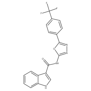N-(5-(4-(trifluoromethyl)phenyl)-1,3,4-oxadiazol-2-yl)-1H-indole-3-carboxamide结构式