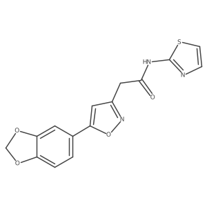 2-(5-(benzo[d][1,3]dioxol-5-yl)isoxazol-3-yl)-N-(thiazol-2-yl)acetamide结构式