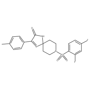 8-((2,4-Difluorophenyl)sulfonyl)-3-(p-tolyl)-1,4,8-triazaspiro[4.5]dec-3-en-2-one结构式