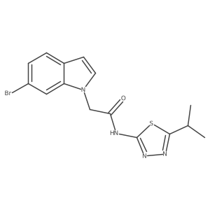 2-(6-bromo-1H-indol-1-yl)-N-[(2E)-5-(propan-2-yl)-1,3,4-thiadiazol-2(3H)-ylidene]acetamide结构式