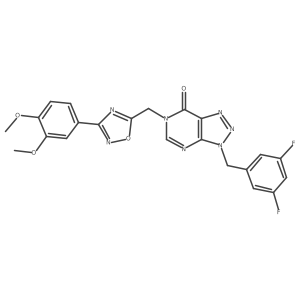 3-(3,5-difluorobenzyl)-6-((3-(3,4-dimethoxyphenyl)-1,2,4-oxadiazol-5-yl)methyl)-3H-[1,2,3]triazolo[4,5-d]pyrimidin-7(6H)-one结构式
