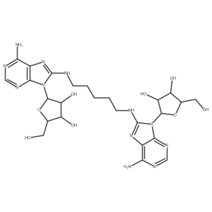 (2R,3R,4S,5R)-2-[6-amino-8-[5-[[6-amino-9-[(2R,3R,4S,5R)-3,4-dihydroxy-5-(hydroxymethyl)oxolan-2-yl]purin-8-yl]amino]pentylamino]purin-9-yl]-5-(hydroxymethyl)oxolane-3,4-diol结构式