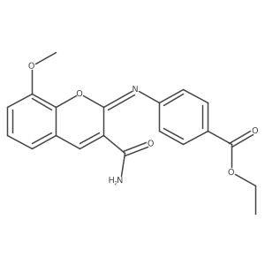 ethyl 4-{[(2Z)-3-carbamoyl-8-methoxy-2H-chromen-2-ylidene]amino}benzoate Structure