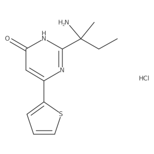 2-(2-Aminobutan-2-yl)-6-(thiophen-2-yl)-3,4-dihydropyrimidin-4-one hydrochloride结构式