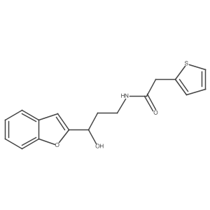 N-(3-(benzofuran-2-yl)-3-hydroxypropyl)-2-(thiophen-2-yl)acetamide结构式