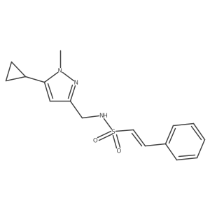 (E)-N-((5-cyclopropyl-1-methyl-1H-pyrazol-3-yl)methyl)-2-phenylethenesulfonamide Structure