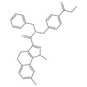methyl 4-((N-benzyl-8-chloro-1-methyl-1,4-dihydrochromeno[4,3-c]pyrazole-3-carboxamido)methyl)benzoate Structure