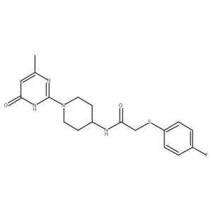 2-((4-fluorophenyl)thio)-N-(1-(4-methyl-6-oxo-1,6-dihydropyrimidin-2-yl)piperidin-4-yl)acetamide结构式