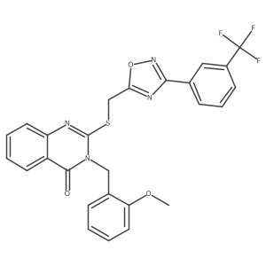 3-(2-methoxybenzyl)-2-(((3-(3-(trifluoromethyl)phenyl)-1,2,4-oxadiazol-5-yl)methyl)thio)quinazolin-4(3H)-one结构式