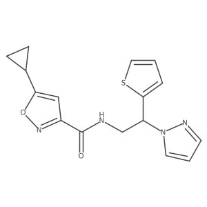 N-(2-(1H-pyrazol-1-yl)-2-(thiophen-2-yl)ethyl)-5-cyclopropylisoxazole-3-carboxamide结构式