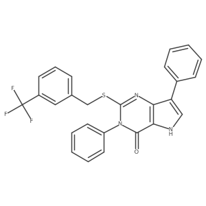 3,7-diphenyl-2-((3-(trifluoromethyl)benzyl)thio)-3H-pyrrolo[3,2-d]pyrimidin-4(5H)-one Structure