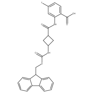 2-[3-({[(9H-fluoren-9-yl)methoxy]carbonyl}amino)cyclobutaneamido]-4-fluorobenzoic acid结构式