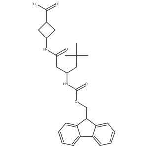 3-[3-({[(9H-fluoren-9-yl)methoxy]carbonyl}amino)-5,5-dimethylhexanamido]cyclobutane-1-carboxylic acid结构式