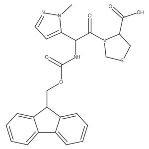 3-[2-({[(9H-fluoren-9-yl)methoxy]carbonyl}amino)-2-(1-methyl-1H-pyrazol-5-yl)acetyl]-1,3-thiazolidine-4-carboxylic acid结构式