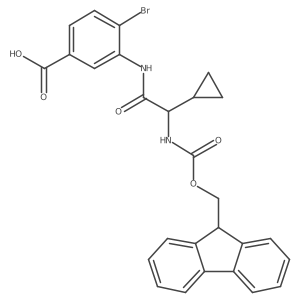 4-bromo-3-[2-cyclopropyl-2-({[(9H-fluoren-9-yl)methoxy]carbonyl}amino)acetamido]benzoic acid结构式