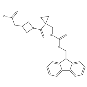 2-(1-{1-[({[(9H-fluoren-9-yl)methoxy]carbonyl}amino)methyl]cyclopropanecarbonyl}azetidin-3-yl)acetic acid结构式