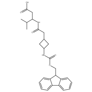 3-{2-[3-({[(9H-fluoren-9-yl)methoxy]carbonyl}amino)cyclobutyl]acetamido}-4-methylpentanoic acid结构式