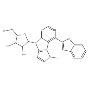 (2R,3R,4S,5R)-2-[12-(1-benzofuran-2-yl)-3-methyl-3,7,9,11-tetrazatricyclo[6.4.0.02,6]dodeca-1(12),2(6),4,8,10-pentaen-7-yl]-5-(hydroxymethyl)oxolane-3,4-diol Structure