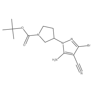 tert-butyl (S)-3-(5-amino-3-bromo-4-cyano-1H-pyrazol-1-yl)pyrrolidine-1-carboxylate Structure