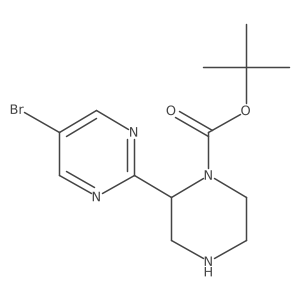 Tert-butyl 2-(5-bromopyrimidin-2-yl)piperazine-1-carboxylate结构式