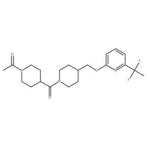 1-{4-[4-({[6-(Trifluoromethyl)pyridin-2-yl]oxy}methyl)piperidine-1-carbonyl]piperidin-1-yl}ethan-1-one结构式