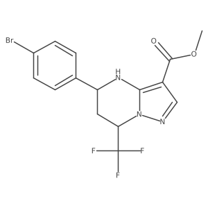 methyl 5-(4-bromophenyl)-7-(trifluoromethyl)-4H,5H,6H,7H-pyrazolo[1,5-a]pyrimidine-3-carboxylate结构式