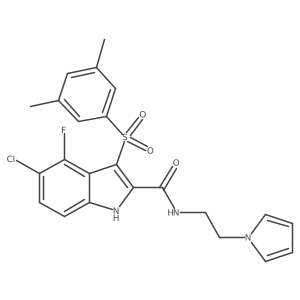 5-chloro-3-(3,5-dimethylphenyl)sulfonyl-4-fluoro-N-(2-pyrrol-1-ylethyl)-1H-indole-2-carboxamide Structure