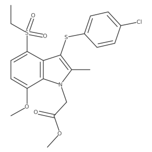 methyl 2-(3-(4-chlorophenylthio)-4-(ethylsulfonyl)-7-methoxy-2-methyl-1H-indol-1-yl)acetate结构式