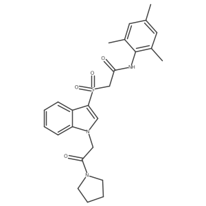 N-mesityl-2-((1-(2-oxo-2-(pyrrolidin-1-yl)ethyl)-1H-indol-3-yl)sulfonyl)acetamide结构式