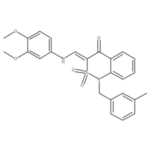 (3E)-3-{[(3,4-dimethoxyphenyl)amino]methylene}-1-(3-methylbenzyl)-1H-2,1-benzothiazin-4(3H)-one 2,2-dioxide Structure